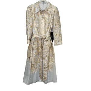 Rickie Freeman for Teri Jon Shirt Dress Size 8 Metallic Midi Jacquard NEW $560