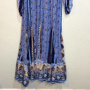 Free People Happy Feelings Midi Dress in Periwinkle Blue Combo Size Small