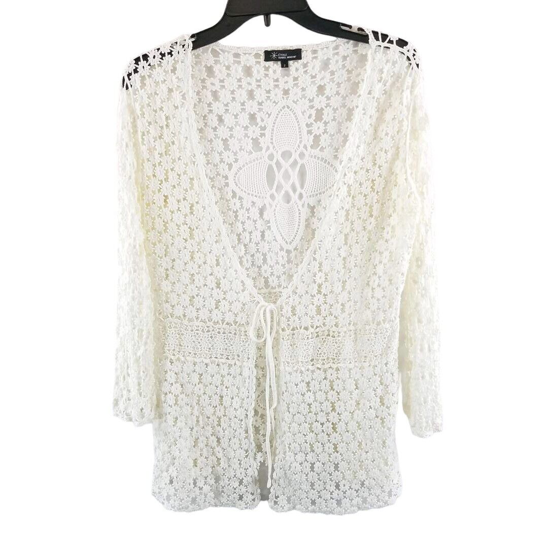 Etoile Isabel Marant Cardigan Sweater Size Small (2) Ivory White Crochet Knit