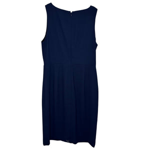 J Crew Dress Womens 10 Navy Blue 365 Faux Wrap Sleeveless Ruffle Midi J5239
