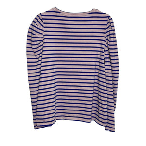 Boden Shirt Womens US 10 Pink Blue Striped Long Sleeve Crewneck Cotton Top