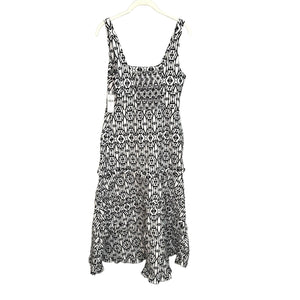 Anthropologie NEW Black & White Blythe Square Neck Tiered Dress Size Small $170