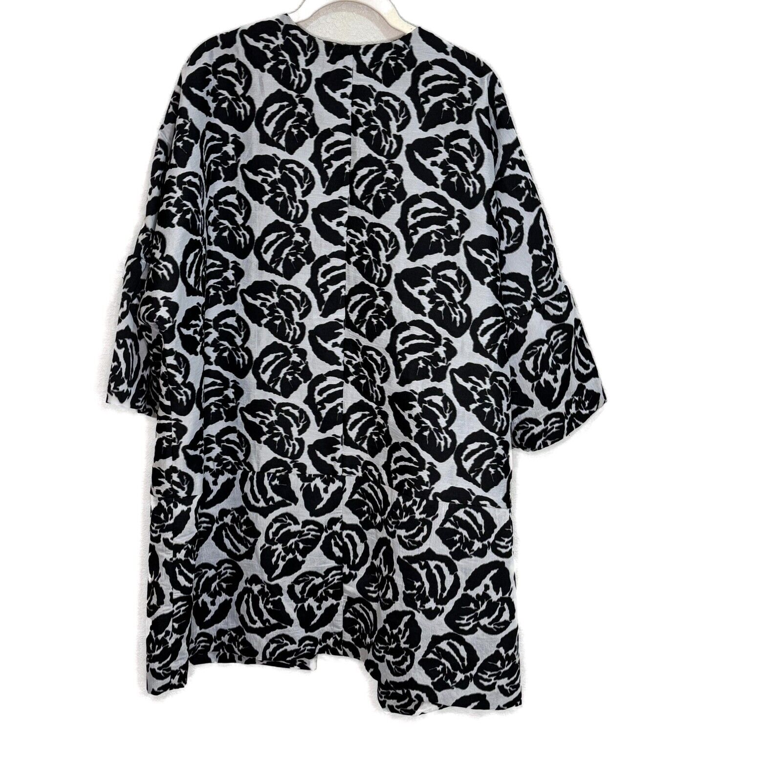 Emerson Rose Black White Floral Jacquard Topper Jacket Size XL