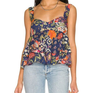 Amanda Uprichard Cami Top Size XS Everleigh Blue Floral Sleeveless