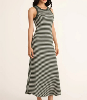 Z Supply Dress Womens Small Black White Striped Sleeveless Maxi Tank Stretch