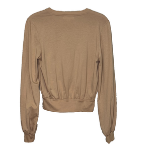 Nation Los Angeles Womens Small Tan Button Front Cardigan Pima Cotton