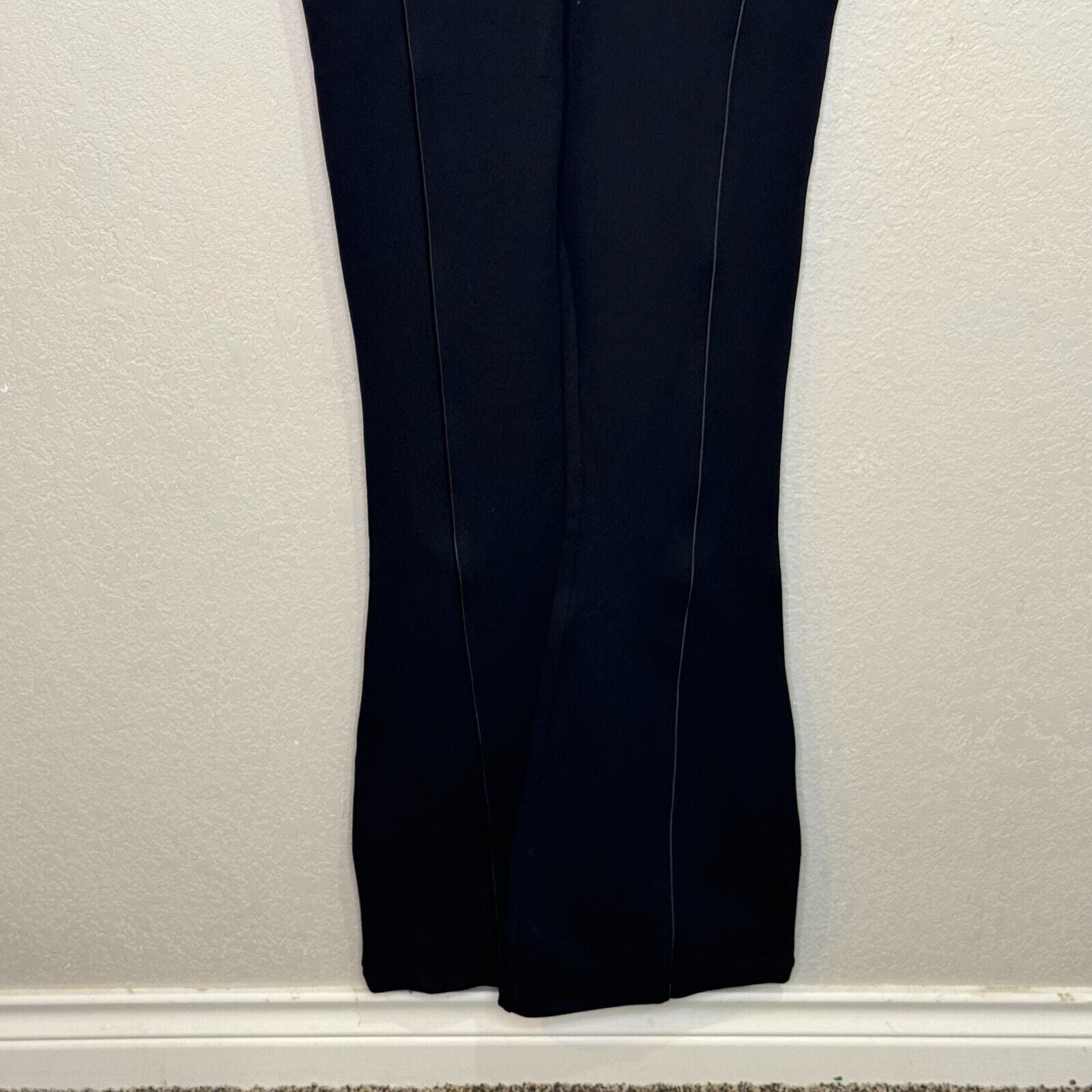 Manier De Voir NEW Black Satin Contour Flared Jumpsuit Size 8