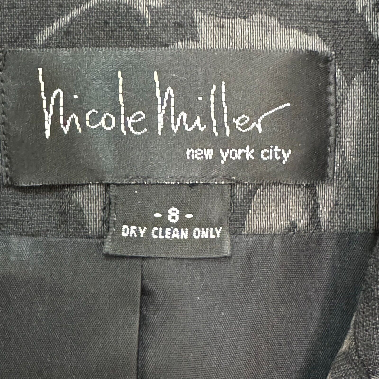 Nicole Miller Black Floral Brocade Jacket and Pant Set Size 8 Vintage Made in US