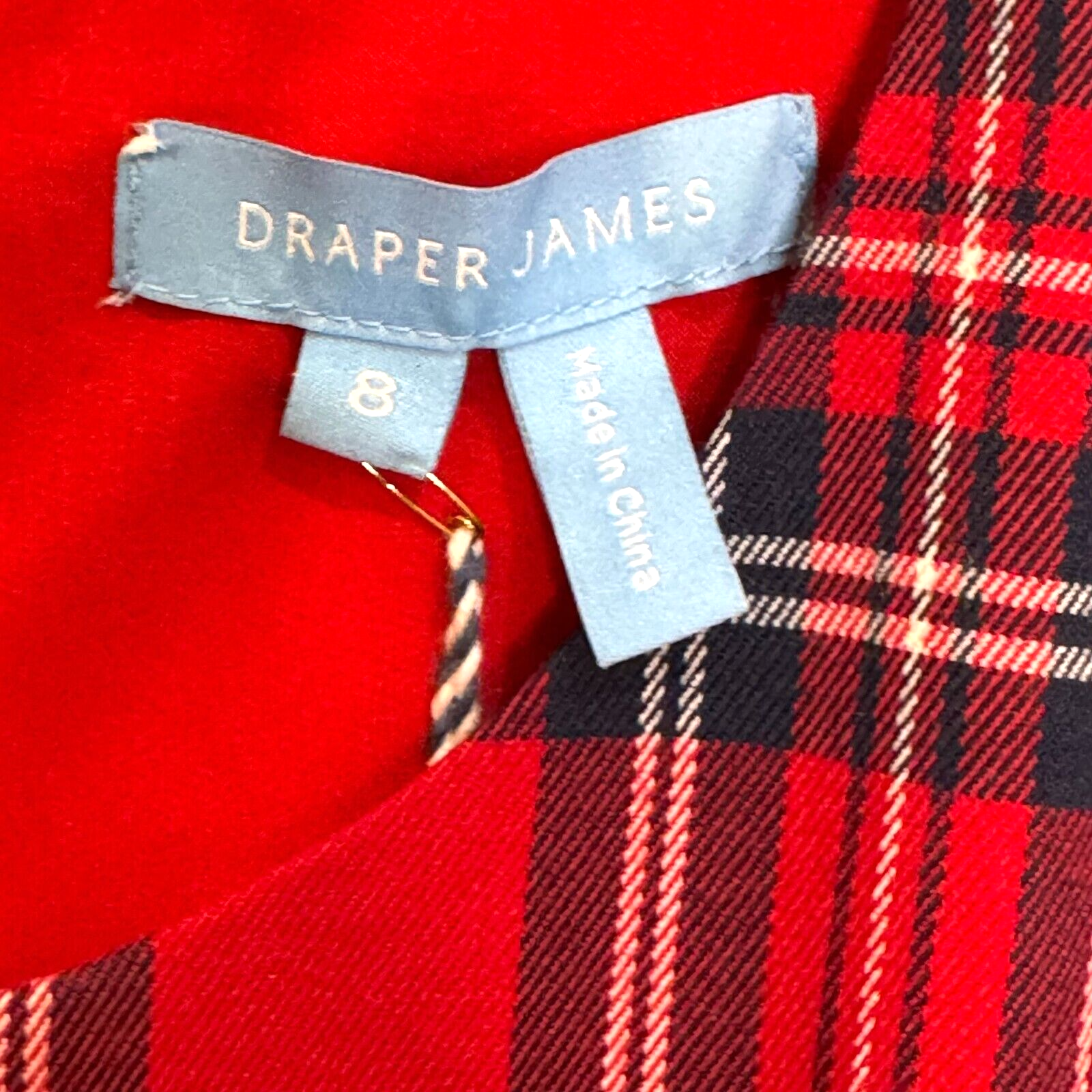 Draper James NEW Red Plaid Angie Check Love Circle Holiday Dress Size 8 $150