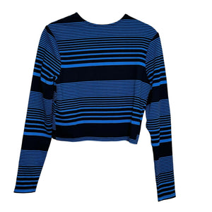 Plenty by Tracy Reese NEW Blue Black Striped Crop Sweater Size Small