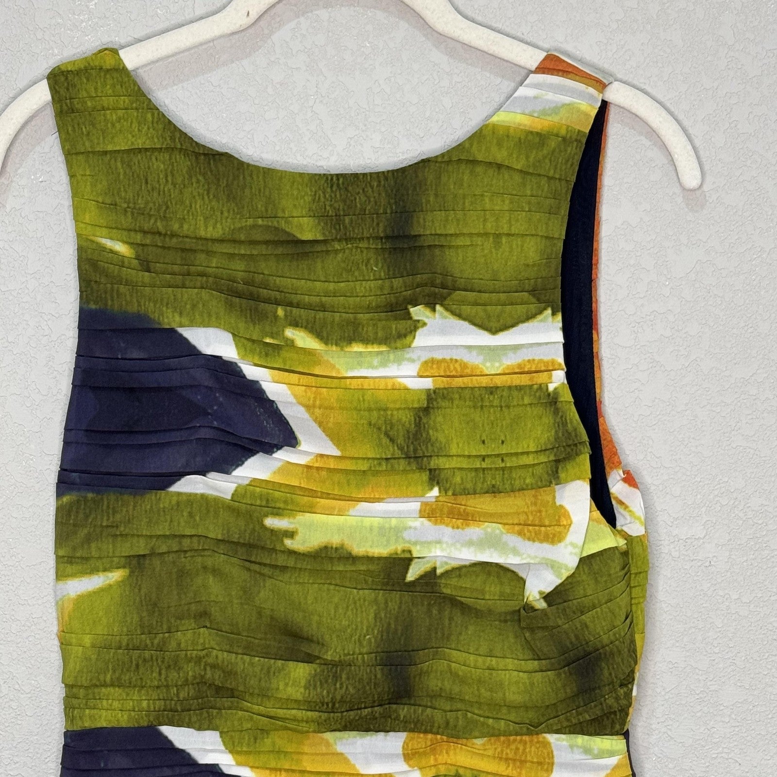 Alice + Olivia Dress Valerie 6 Multicolor Silk Sheath Sleeveless Fitted V Back