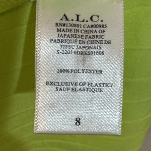 A.L.C. Renzo II Green Pleated Asymmetric Hem Midi Fit & Flare Dress Size 8