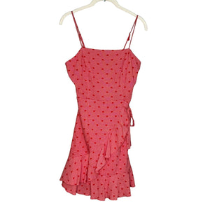 Altar'd State Red Heart Print Ruffle A-Line Wrap Dress Size Medium NEW $80
