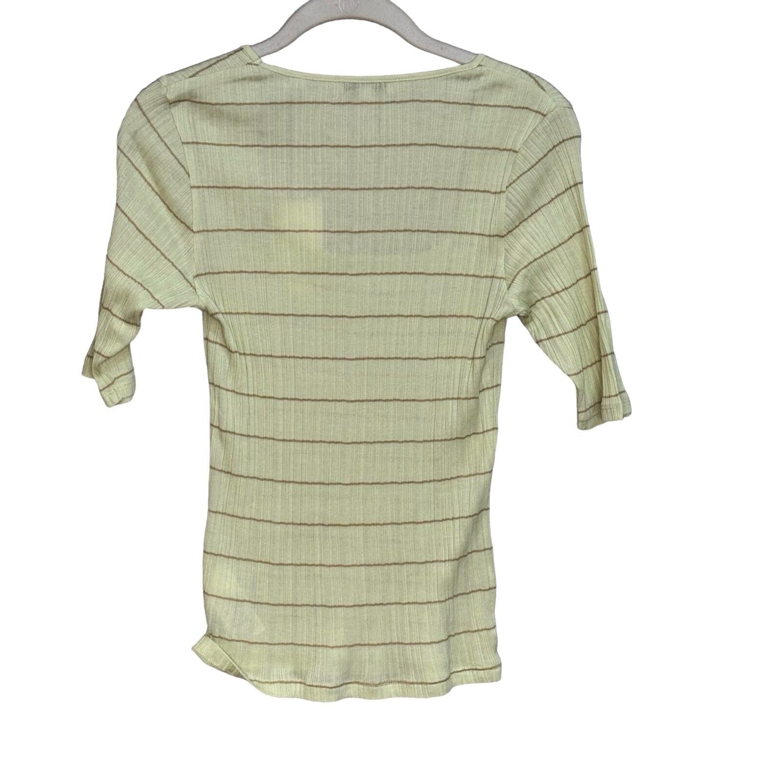 Vince Lightweight Green Striped Rib Square Neck Top Size Medium NEW $145