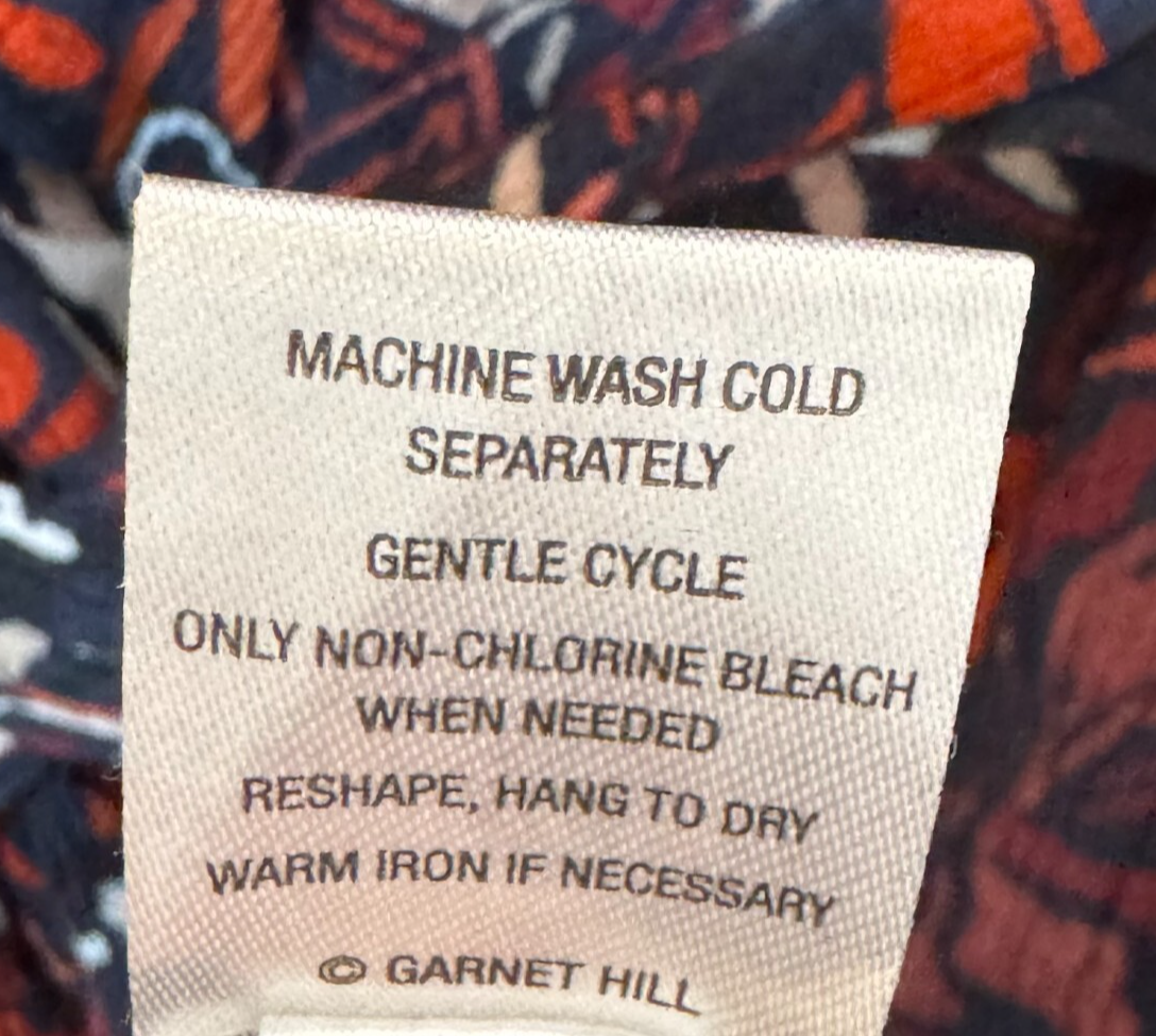 Garnet Hill Dress Size 8 Hazel Crêpe Navy Red Floral Short Sleeve Wrap