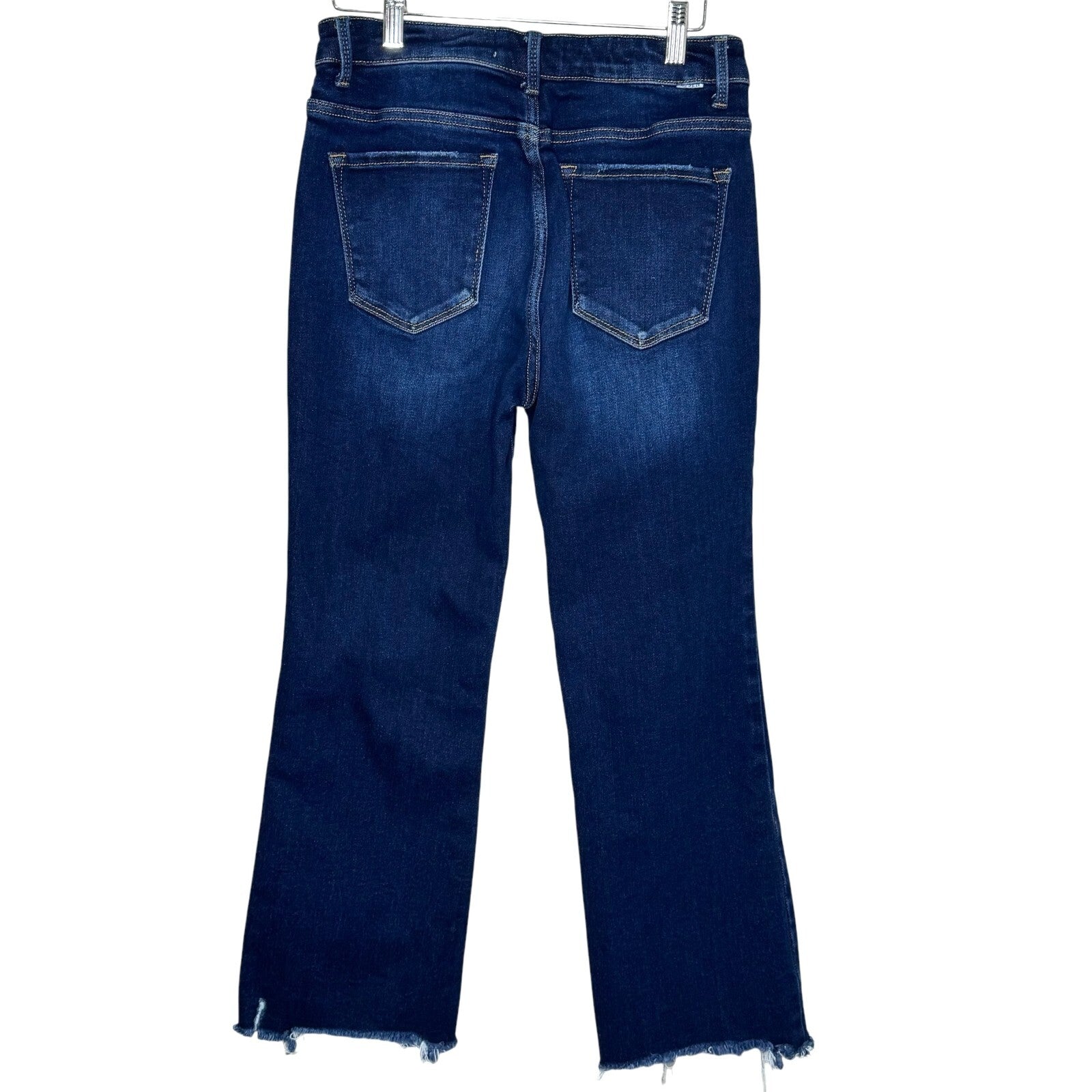 Risen Jeans Womens 28 7 High Rise Slim Straight Crop Jean Blue Denim Stretch