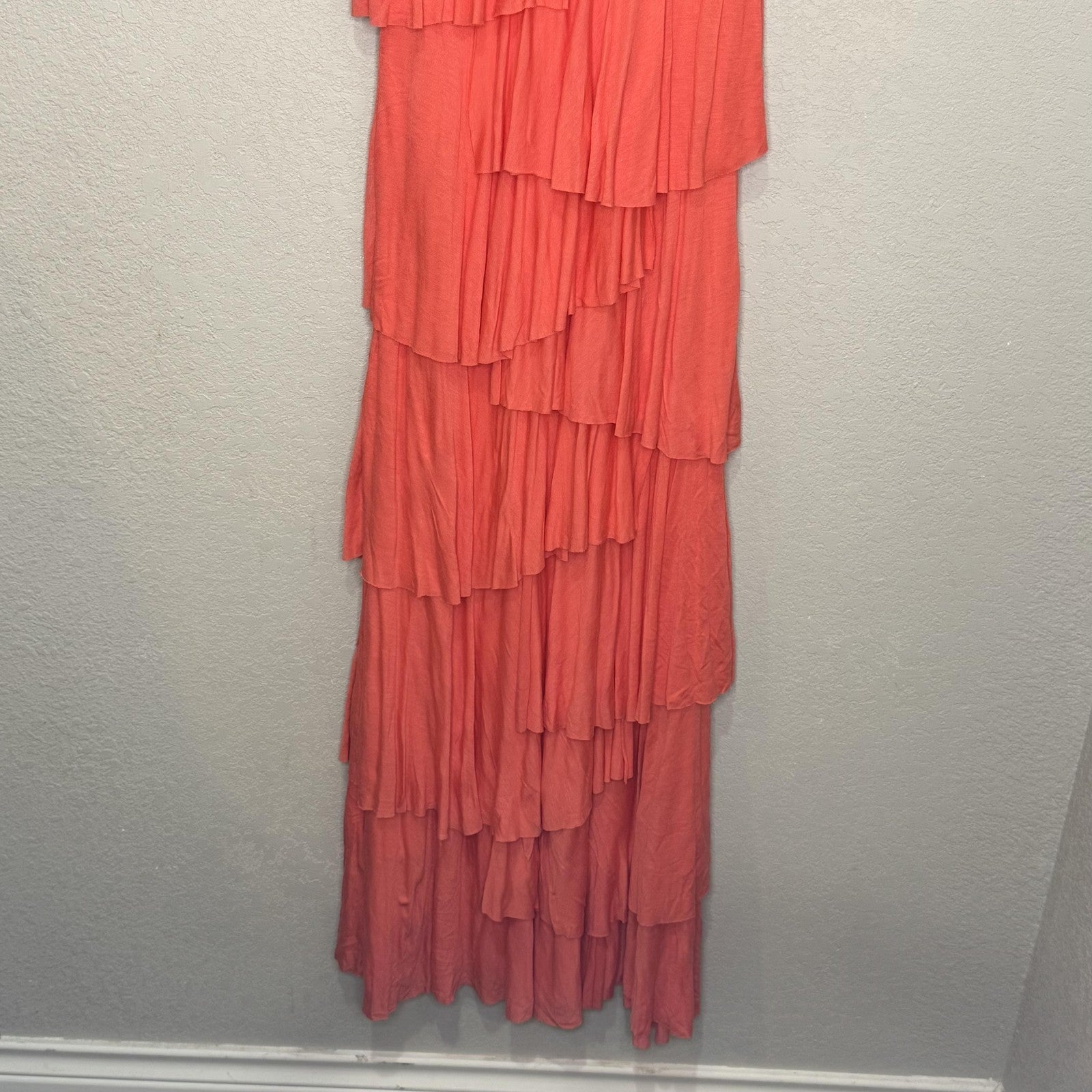 Neiman Marcus Dress Womens Large Tiered Ruffle Maxi Sleeveless Tank