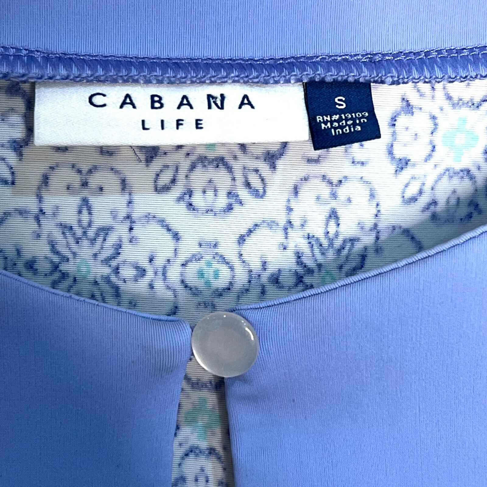 Cabana Life Blue Tile Print Swim Cover Up / Dress Size Small