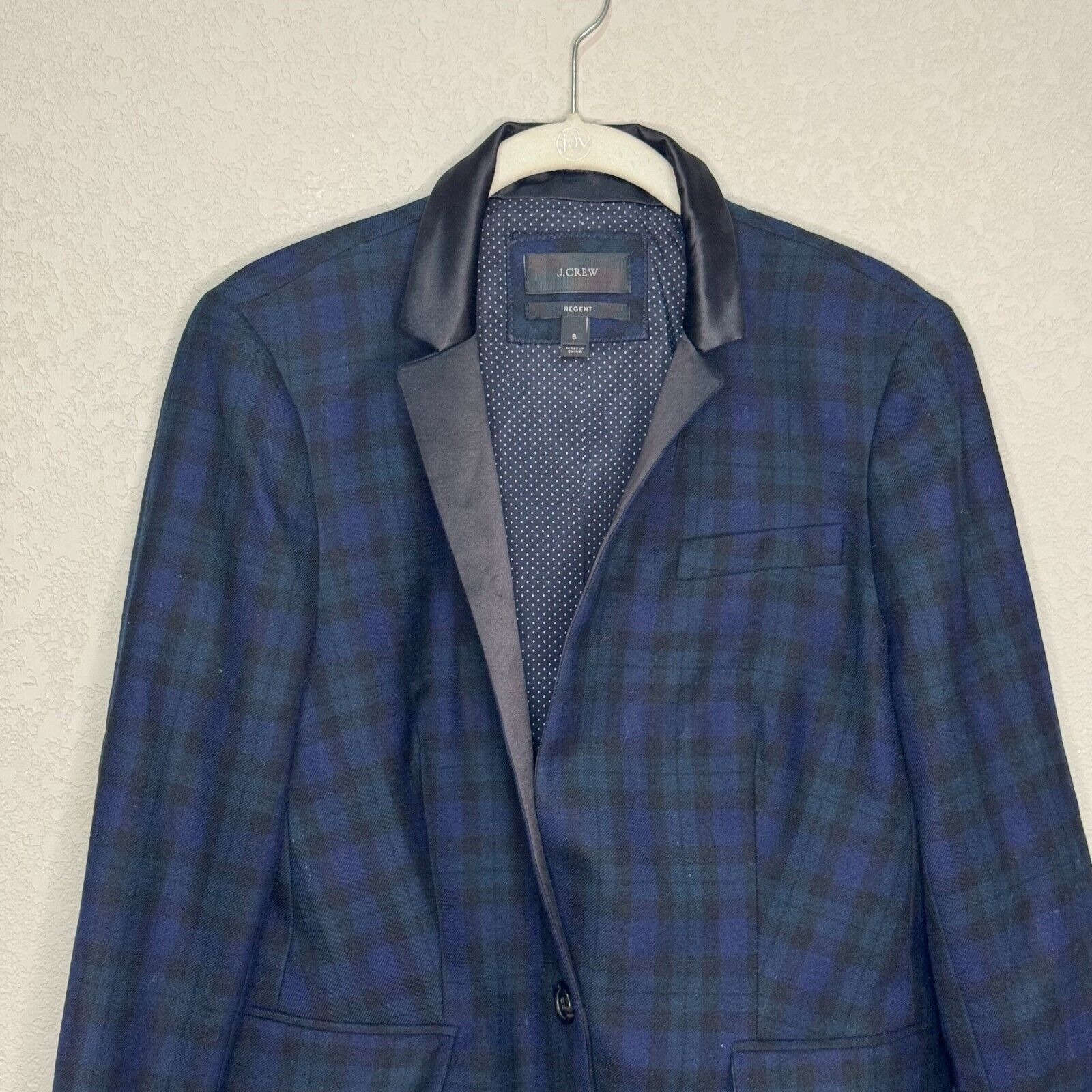 J. Crew Regent Blazer Jacket Size 6 Blue Green Black Plaid Wool Preppy Career