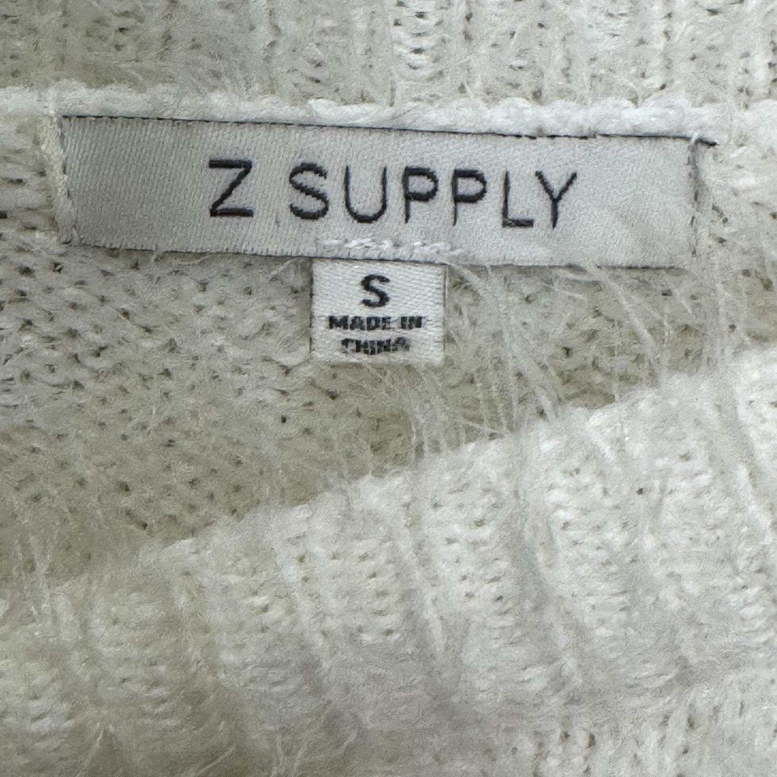 Z Supply Sweater Womens Small White Fuzzy Textured Pullover Crewneck Soft Cozy