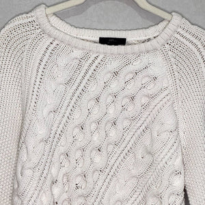 J. Crew Diagonal Cable-Knit Crewneck Sweater Size Small Cotton Fisherman Crew