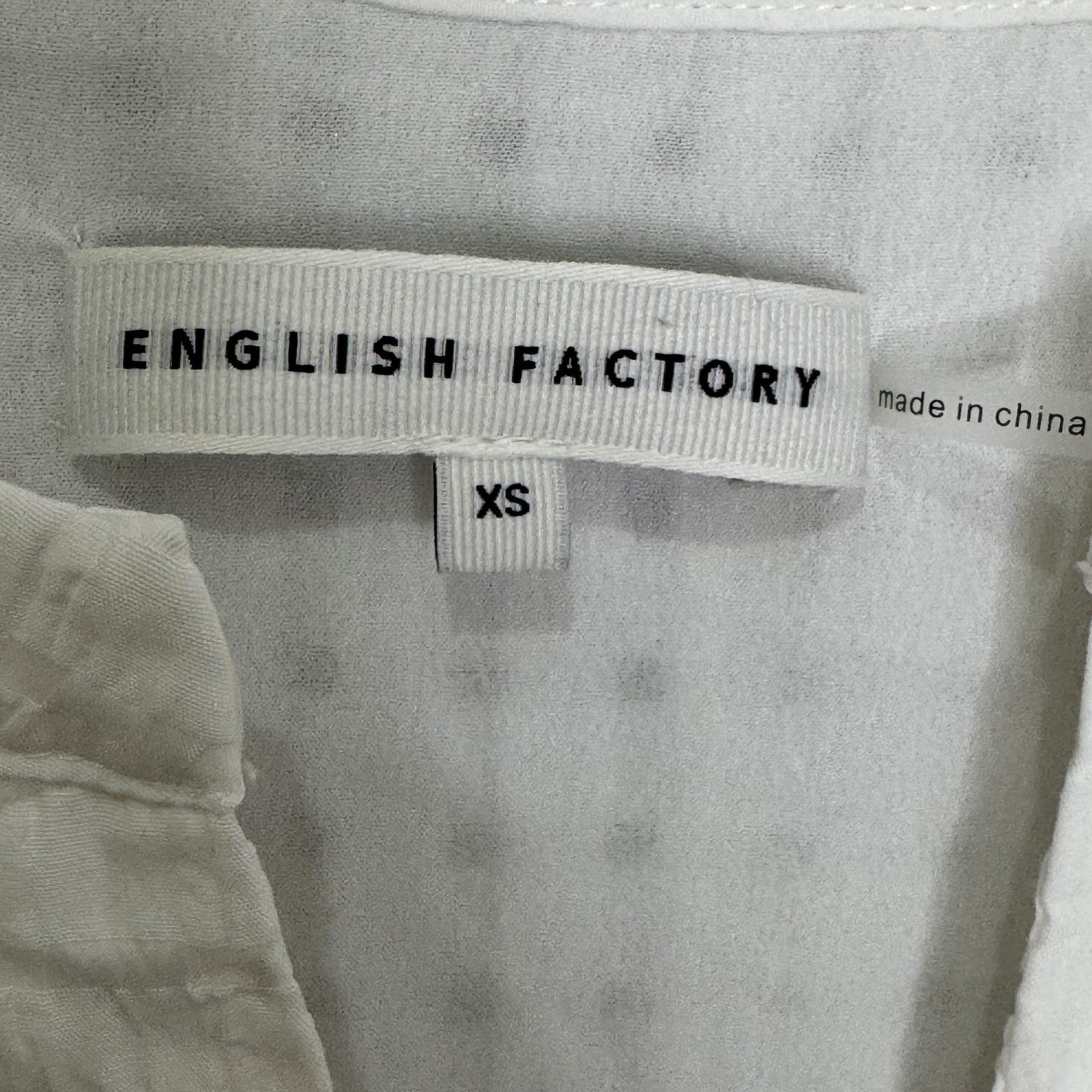 English Factory Dress Womens XS White Textured Midi Tie Sleeve Boho Pockets