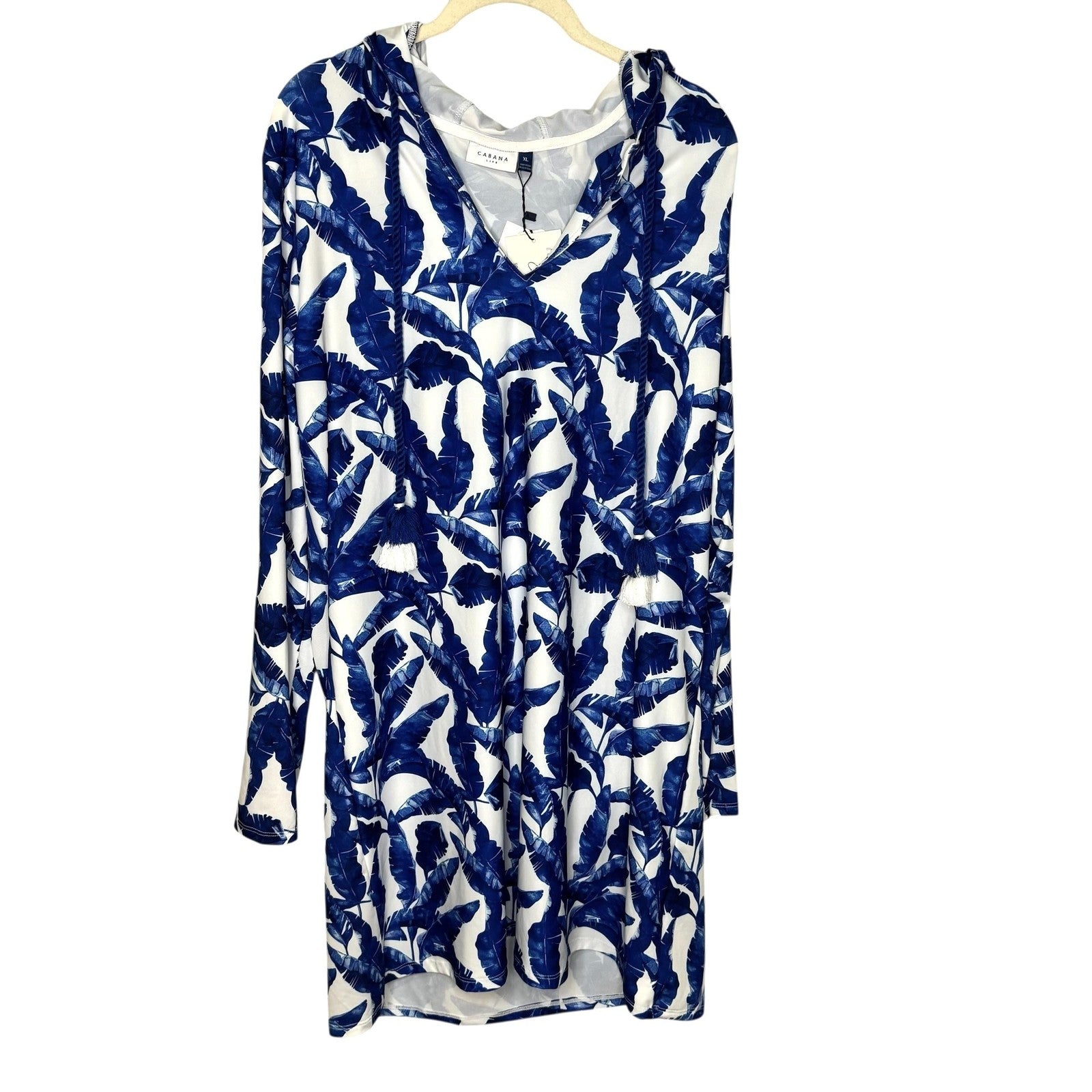 Cabana Life Hooded Cover Up Dress Womens XL Palm Print UPF 50+ Sun Protection