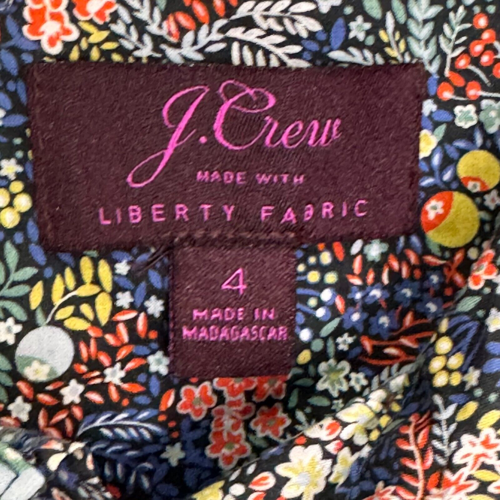 J Crew Liberty Shirt Top Size 4 Elderberry Floral Cotton Button Down Long Sleeve