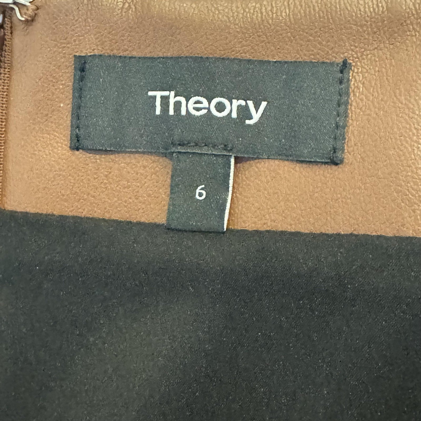 Theory Skirt Womens 6 Brown Faux Leather R Bedford Skinny Pencil Midi Back Slit