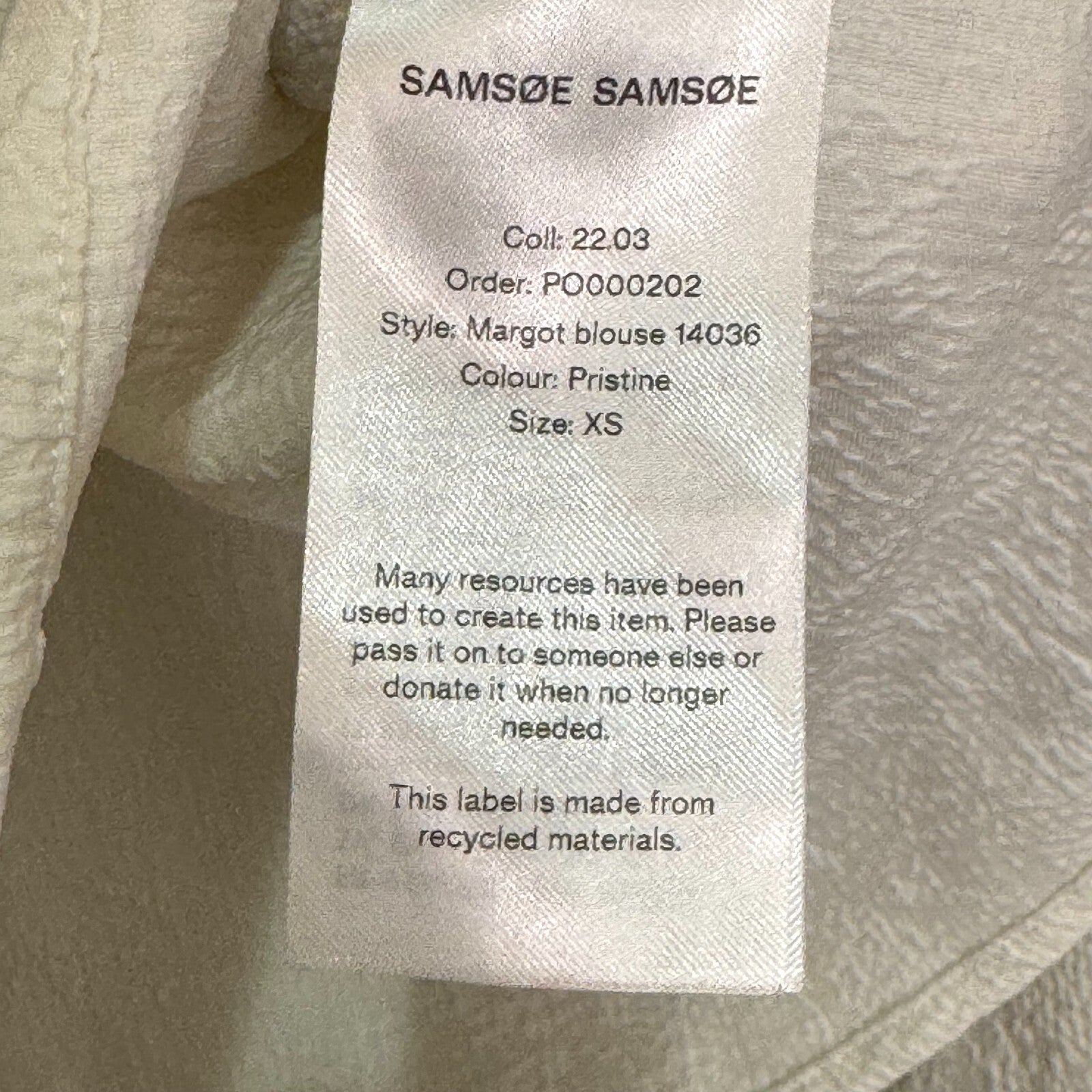 Samsoe Samsoe Margot Blouse Size XS White Puff Sleeve Collared Top