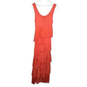 Neiman Marcus Dress Womens Large Tiered Ruffle Maxi Sleeveless Tank