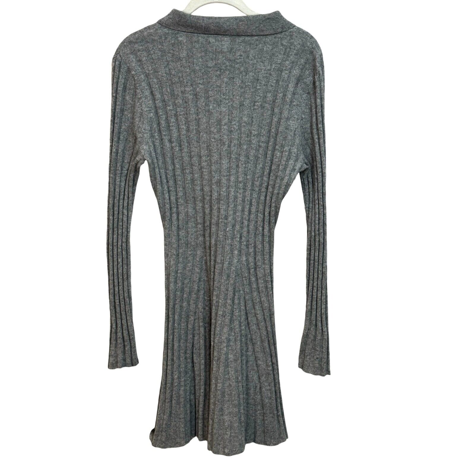 Reformation Gray Walsh Cashmere Collared Ribber Sweater Mini Dress Size Medium