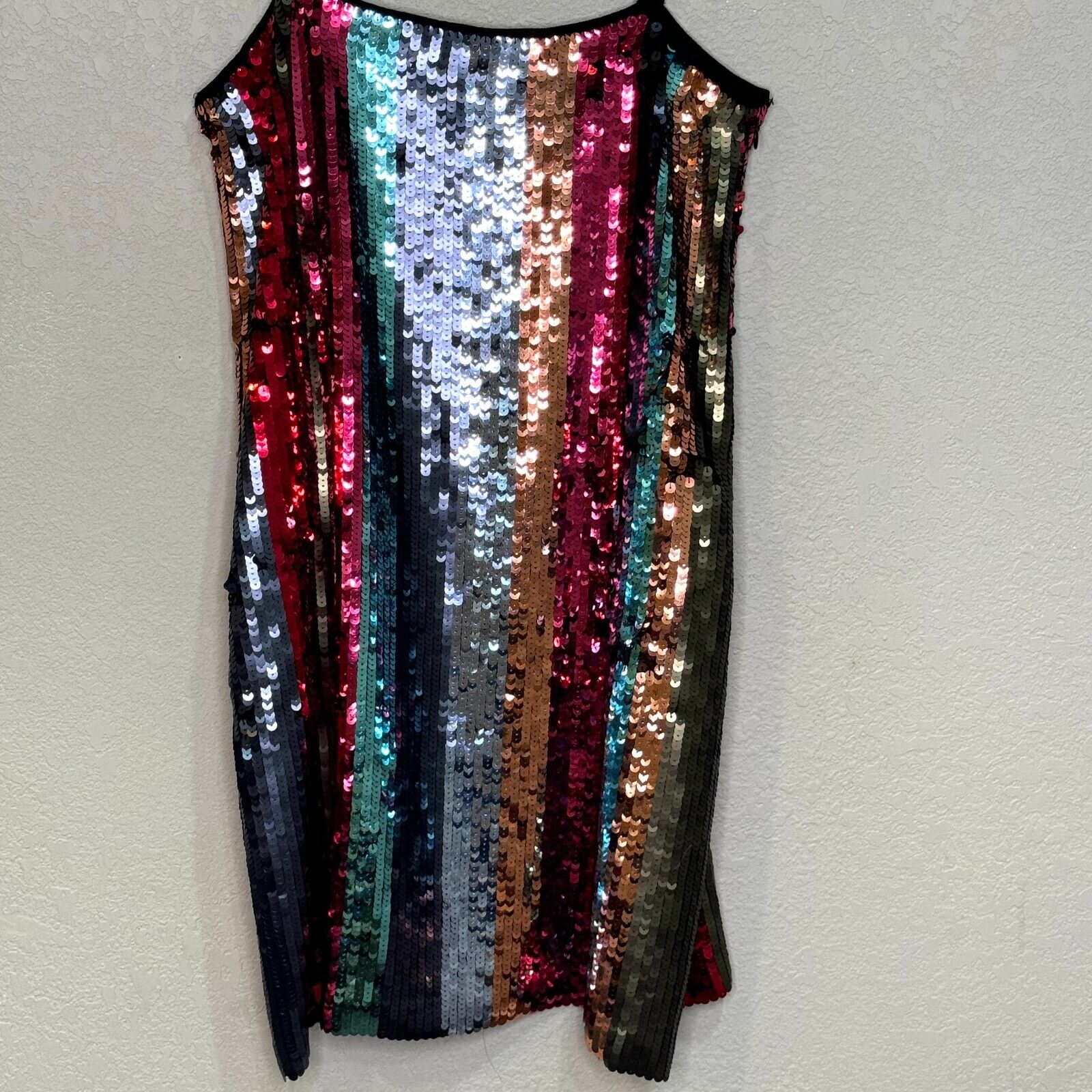 Tanya Taylor Rainbow Sequin Stripe Mini Dress Size 2