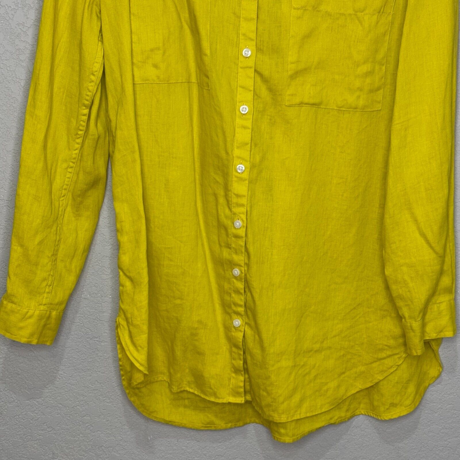 Boden The Linen Shirt in Pineapple Yellow Size 10 Long Sleeve Button Down