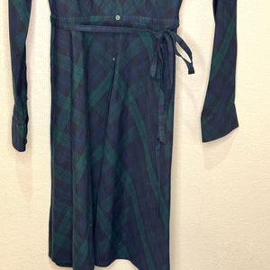 UNTUCKit Green Navy Blue Plaid Shirt Dress Size 10