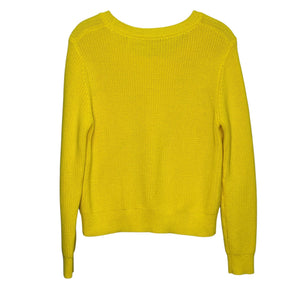 Sandro Paris Sweater Size 6 (2) Yellow Cotton Blend Knit Pullover Crewneck