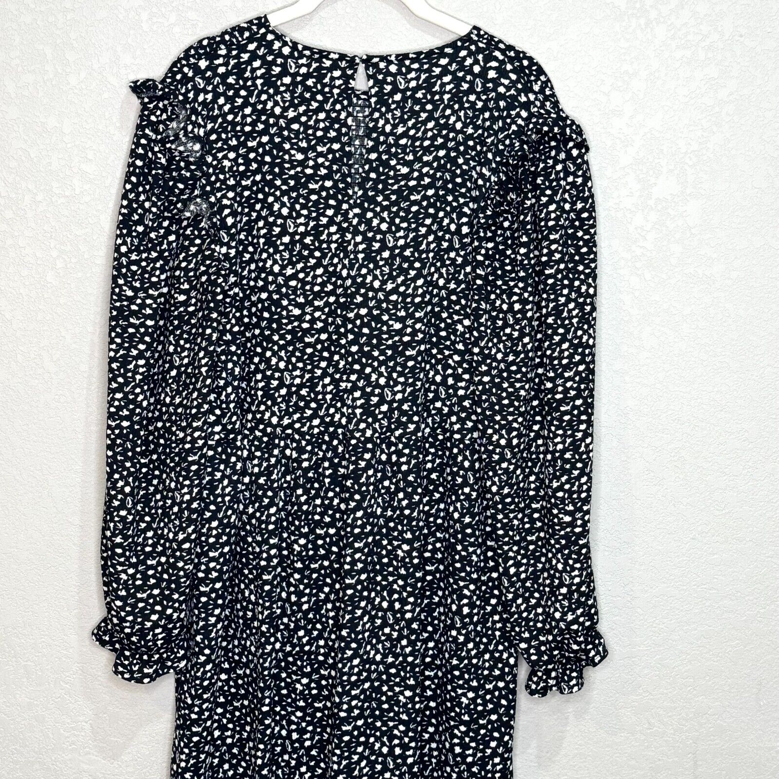 Mango MNG Black White Long Sleeve Maxi Dress Size 8