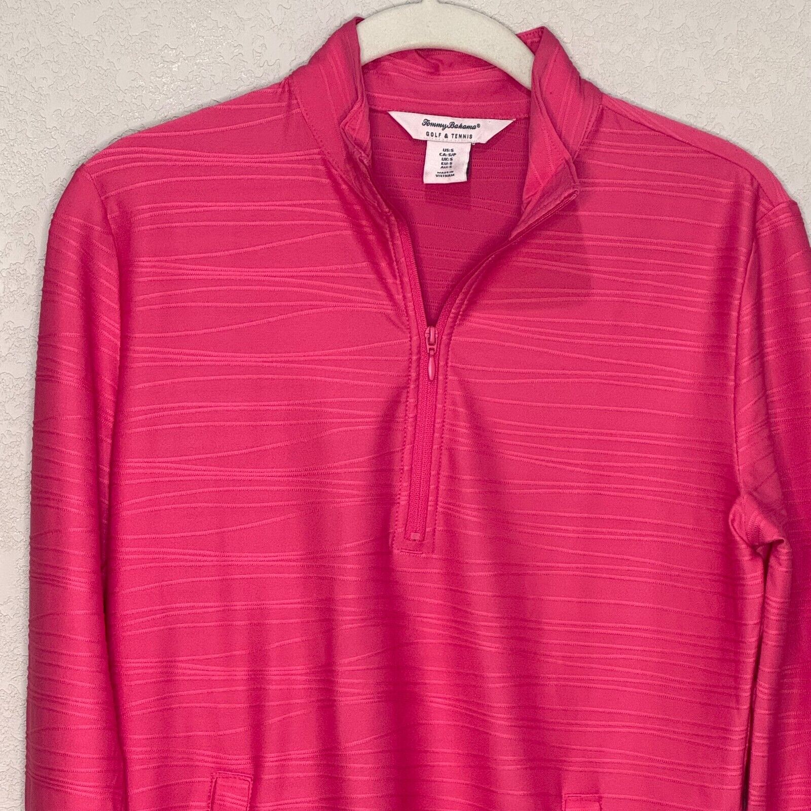 Tommy Bahama Zip Pullover Top Size Small Hot Pink Golf Tennis Pickleball