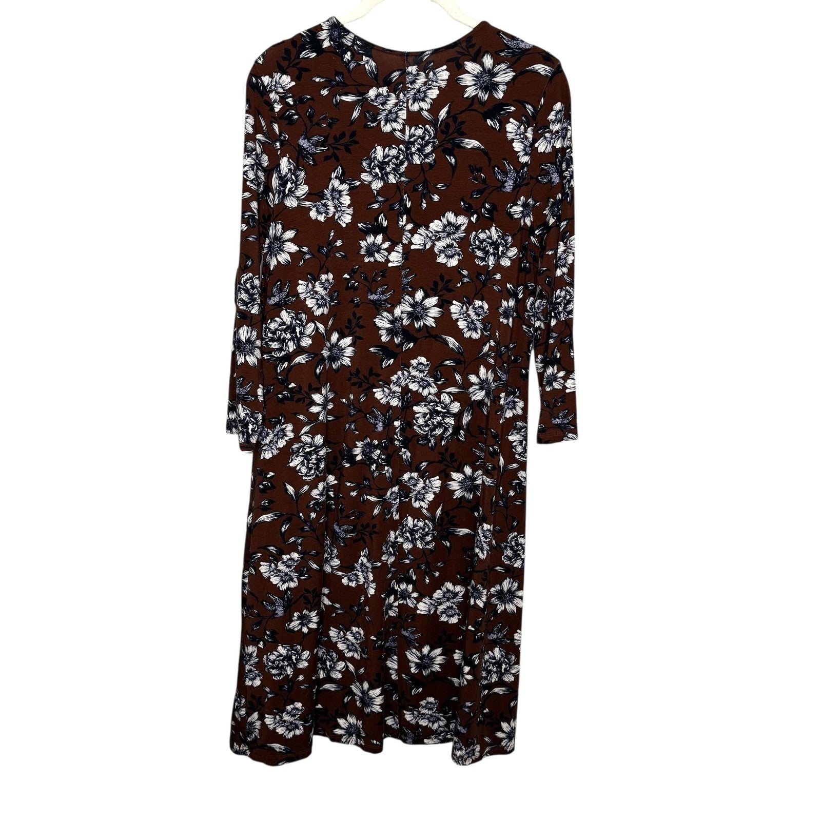 Garnet Hill Dress Womens Medium Floral Long Sleeve Tencel Stretch Soft Boho