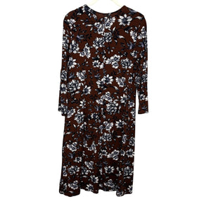 Garnet Hill Dress Womens Medium Floral Long Sleeve Tencel Stretch Soft Boho
