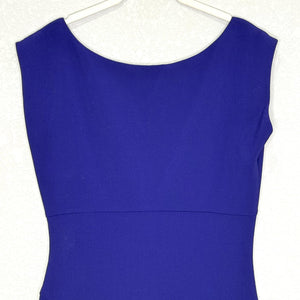 Diane von Furstenberg Dress Womens 12 Blue V Neck Sleeveless Sheath Ruched Lined
