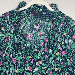 J. Crew Ruffle Top w Cami Size Medium Floral Garden Drapey Tie-Neck