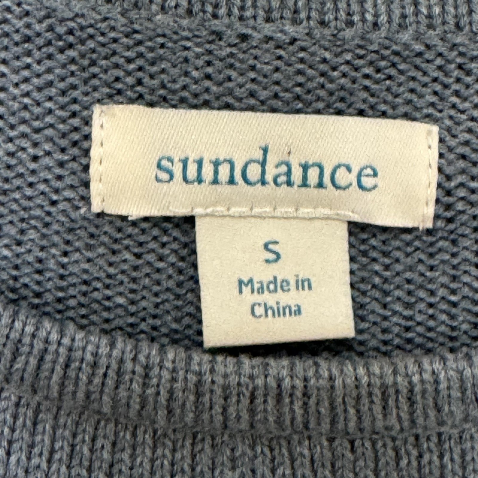 Sundance Sweater Womens Small Blue Supima Cotton Merino Wool Tie Cuff Pullover
