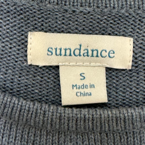 Sundance Sweater Womens Small Blue Supima Cotton Merino Wool Tie Cuff Pullover