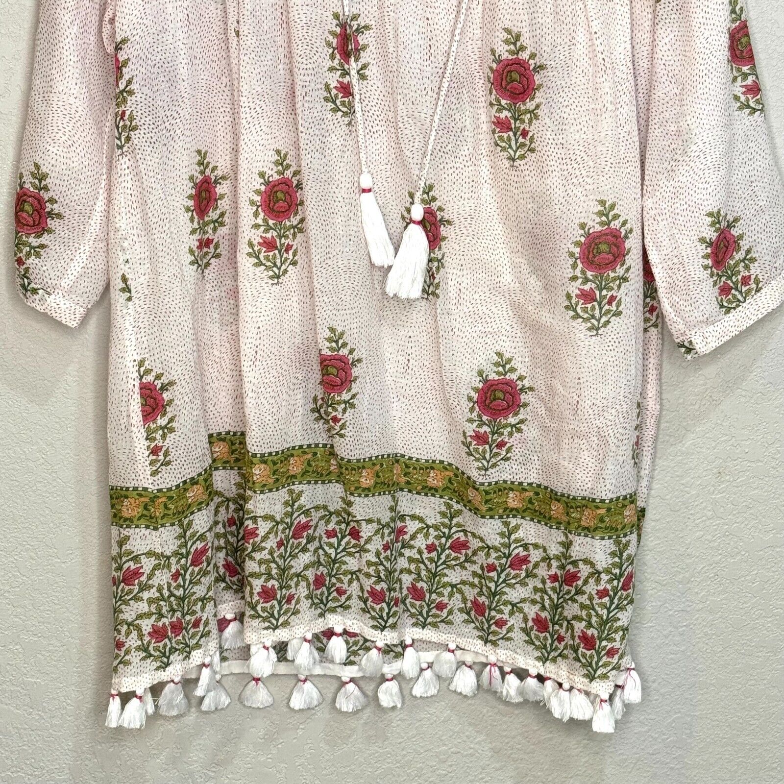 Roller Rabbit White Valley Floral Serafina Tunic Cover-Up Size Small