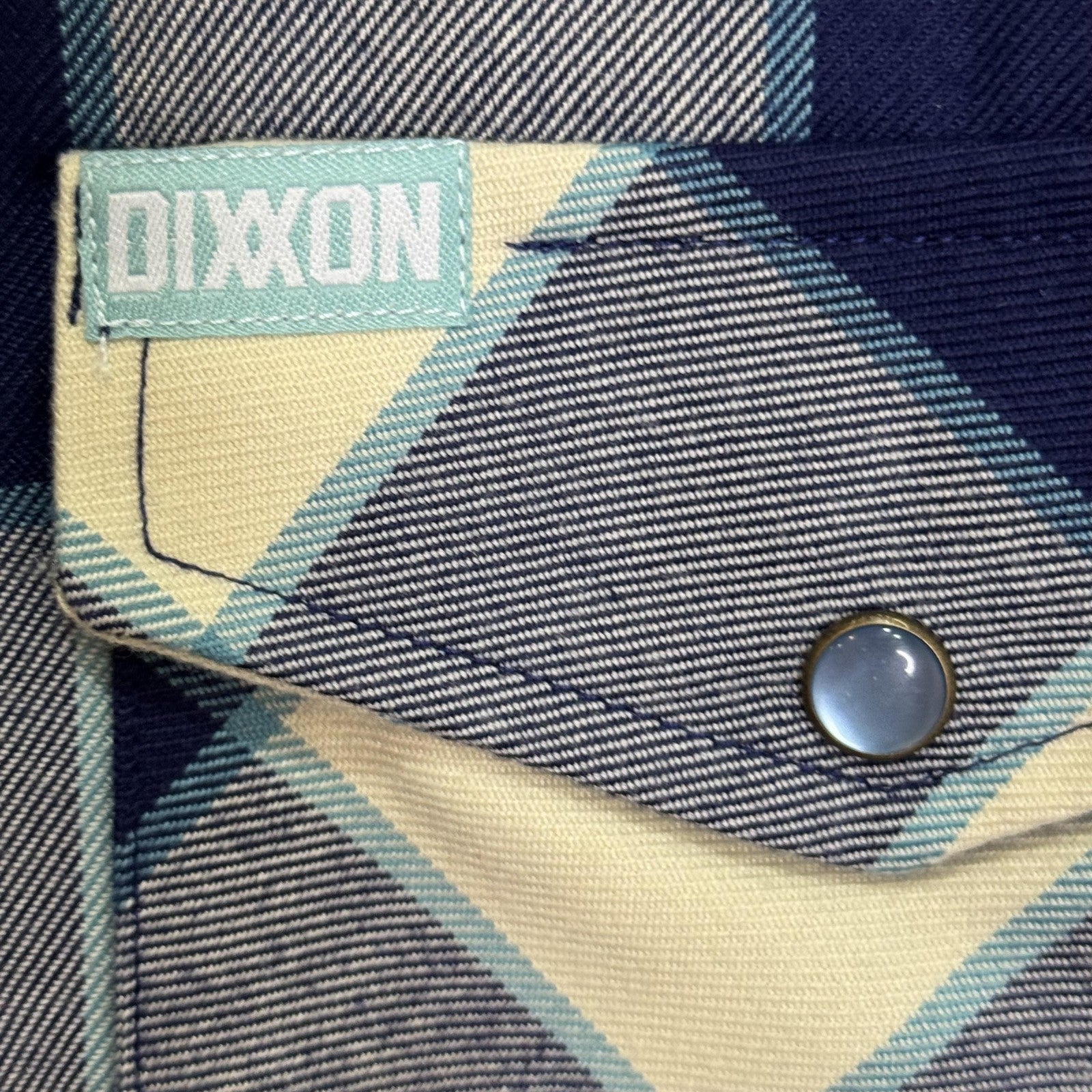 Dixxon Flannel Co Shirt Womens Medium Blue Gray Cream Plaid Bar Harbor Workwear