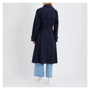 Lauren Ralph Lauren Navy Trench Coat Jacket Size 10 NEW Cotton Blend Twill Str