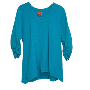 Oh My Gauze Teal Green 3/4 Sleeve Top Size Small / Medium (1)