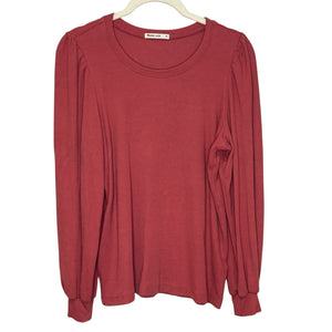Marine Layer Top Size Medium Lexi Barn Red Ribbed Puff Sleeve