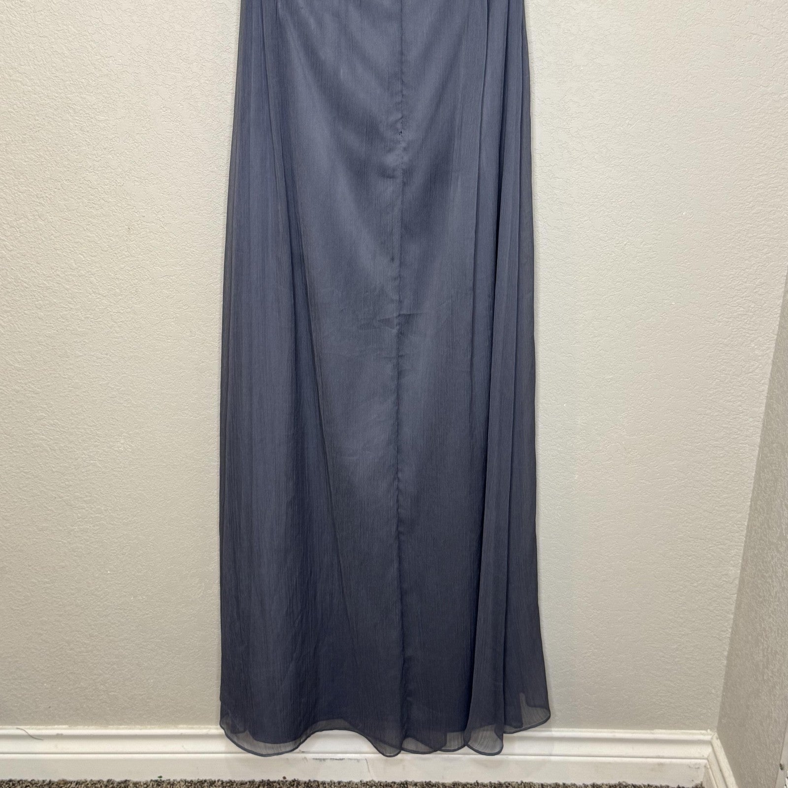 BHLDN Dress Womens Medium Blue Gray Sleeveless Chiffon Maxi Gown Formal Wedding